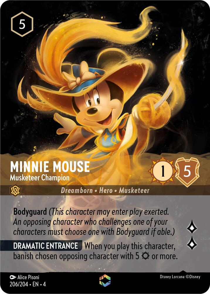 Minnie Mouse - Musketeer Champion (Enchanted) 206/204 card from Ursula's Return