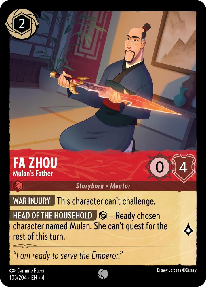 Fa Zhou - Mulan's Father 105/204 card from Ursula's Return