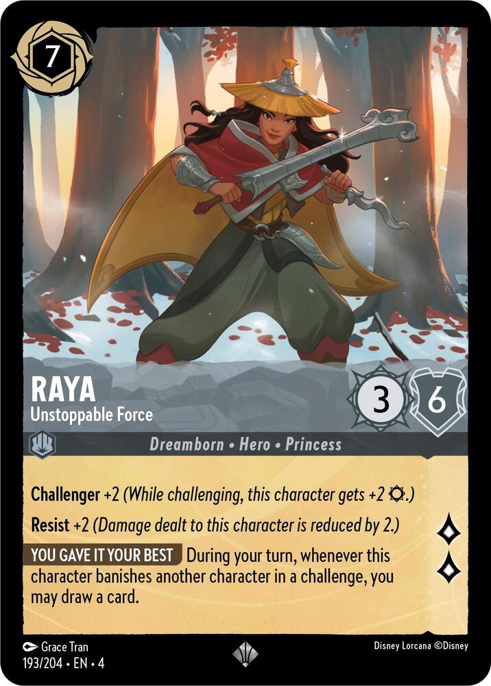Raya - Unstoppable Force 193/204 card from Ursula's Return