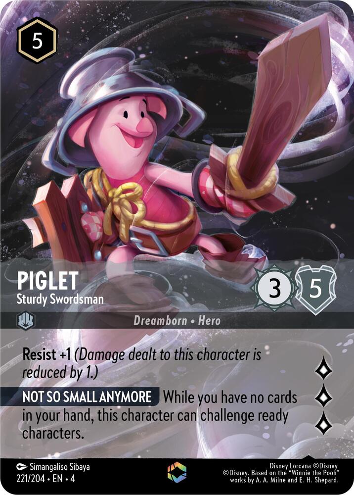 Piglet - Sturdy Swordsman (Enchanted) 221/204 card from Ursula's Return