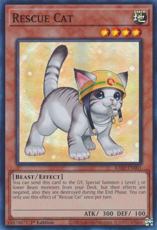 Rescue Cat (Alternate Art) RA02-EN001 card from 25th Anniversary Rarity Collection II
