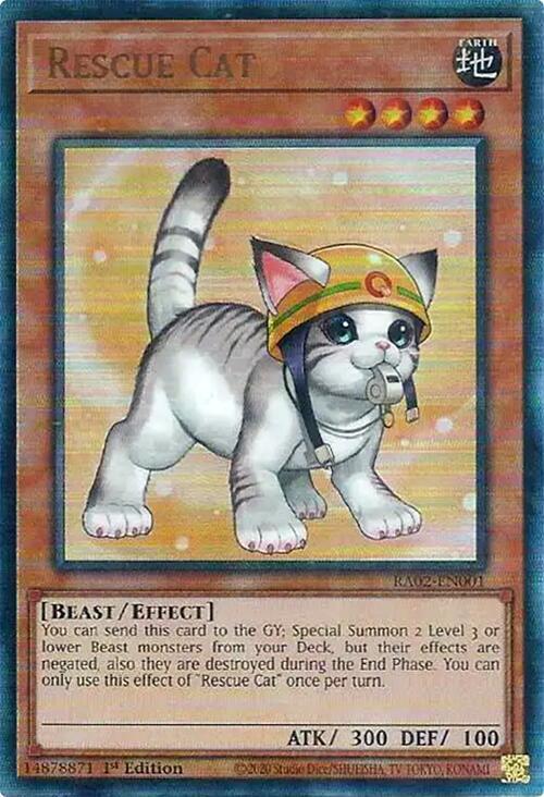 Rescue Cat (Alternate Art) (PUR) RA02-EN001 card from 25th Anniversary Rarity Collection II