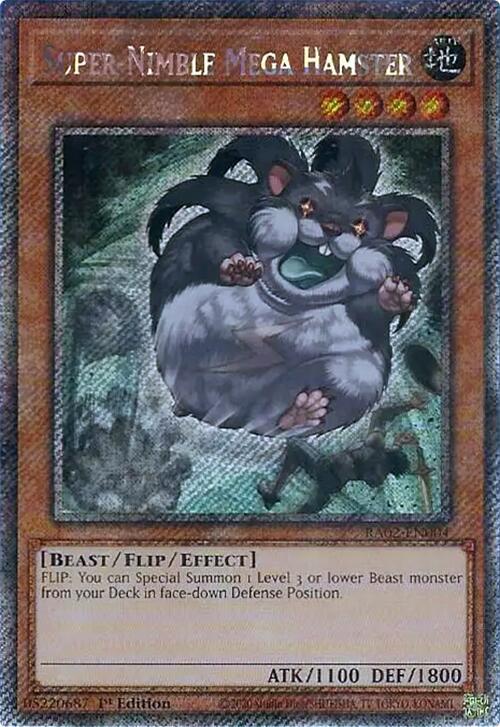 Super-Nimble Mega Hamster (Platinum Secret Rare) RA02-EN004 card from 25th Anniversary Rarity Collection II