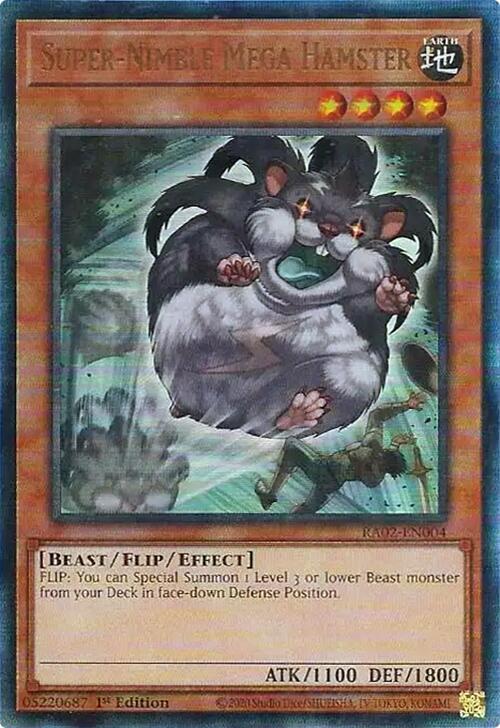 Super-Nimble Mega Hamster (PUR) RA02-EN004 card from 25th Anniversary Rarity Collection II