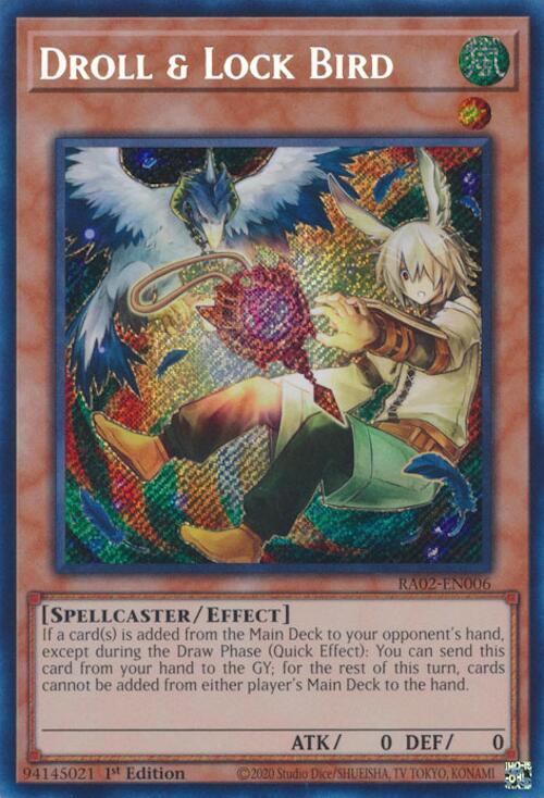 Droll & Lock Bird (Alternate Art) (Secret Rare) RA02-EN006 card from 25th Anniversary Rarity Collection II