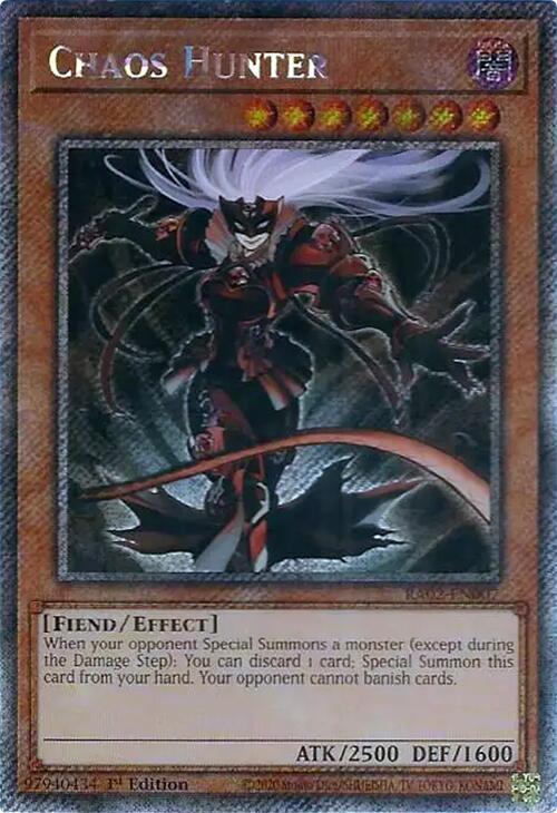 Chaos Hunter (Platinum Secret Rare) RA02-EN007 card from 25th Anniversary Rarity Collection II