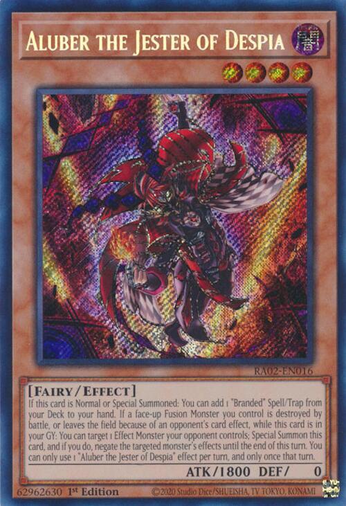Aluber the Jester of Despia (Secret Rare) RA02-EN016 card from 25th Anniversary Rarity Collection II