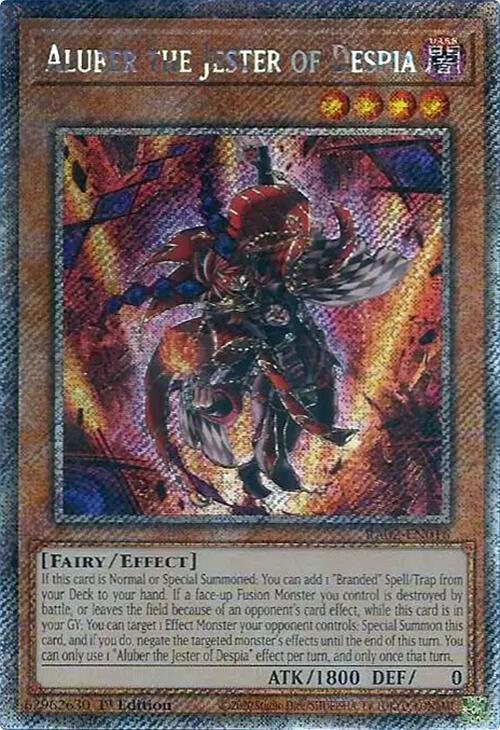 Aluber the Jester of Despia (Platinum Secret Rare) RA02-EN016 card from 25th Anniversary Rarity Collection II