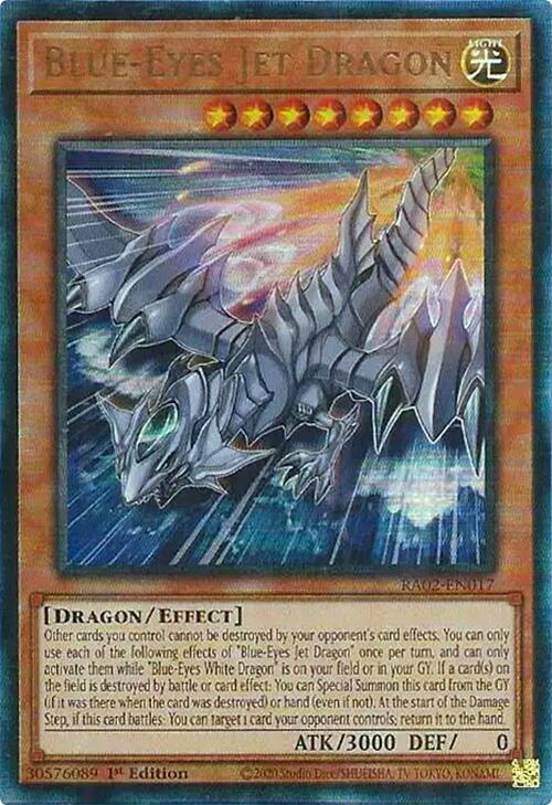 Blue-Eyes Jet Dragon (PUR) RA02-EN017 card from 25th Anniversary Rarity Collection II