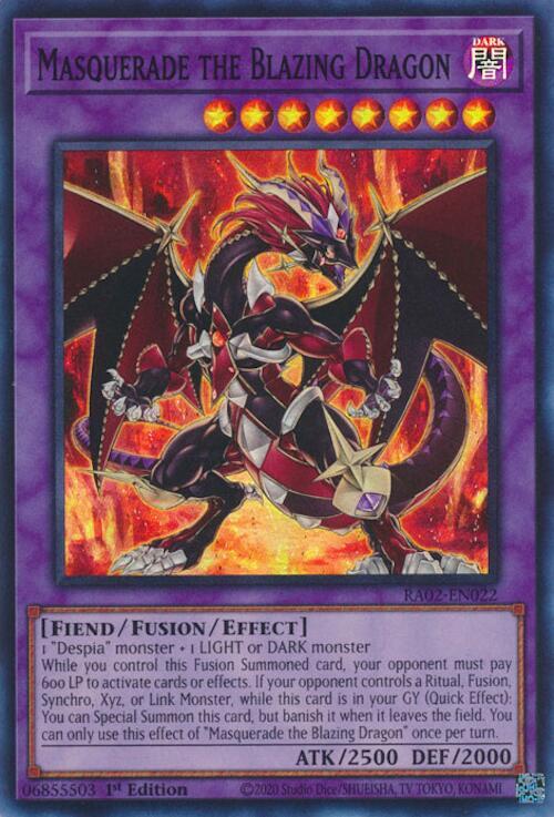 Masquerade the Blazing Dragon RA02-EN022 card from 25th Anniversary Rarity Collection II