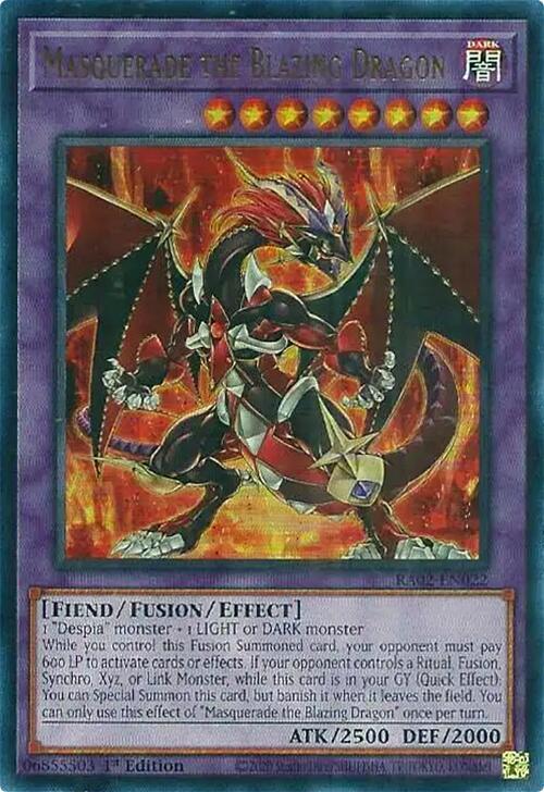 Masquerade the Blazing Dragon (UR) RA02-EN022 card from 25th Anniversary Rarity Collection II
