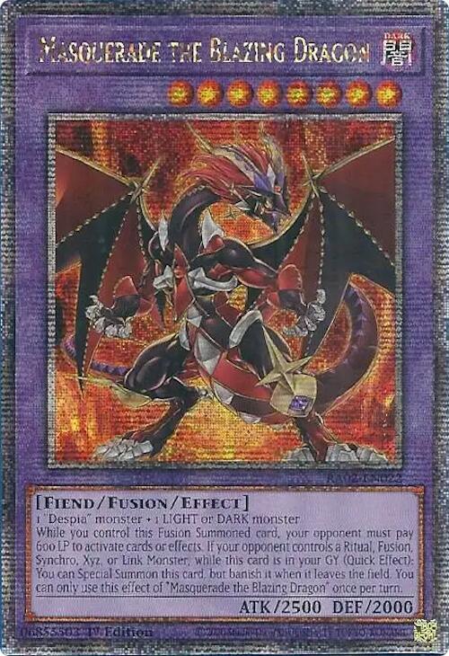 Masquerade the Blazing Dragon (Quarter Century Secret Rare) RA02-EN022 card from 25th Anniversary Rarity Collection II