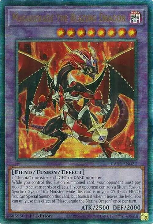 Masquerade the Blazing Dragon (PUR) RA02-EN022 card from 25th Anniversary Rarity Collection II