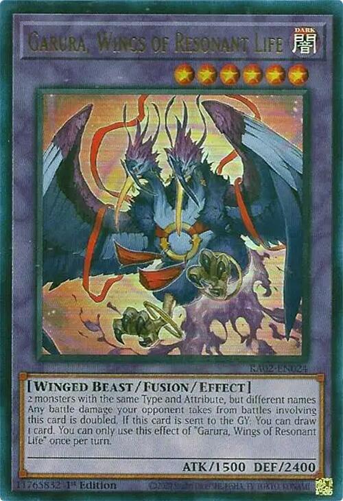 Garura, Wings of Resonant Life (UR) RA02-EN024 card from 25th Anniversary Rarity Collection II