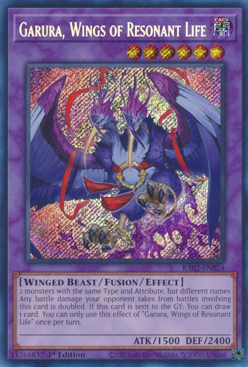 Garura, Wings of Resonant Life (Secret Rare) RA02-EN024 card from 25th Anniversary Rarity Collection II