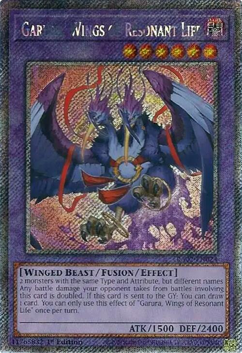 Garura, Wings of Resonant Life (Platinum Secret Rare) RA02-EN024 card from 25th Anniversary Rarity Collection II