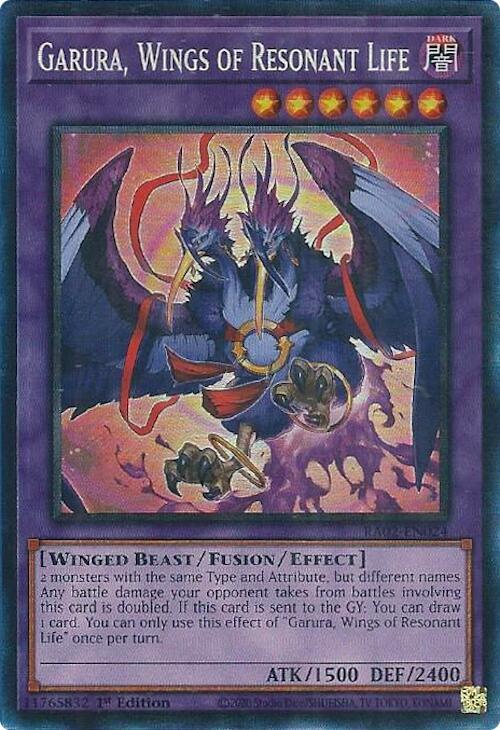 Garura, Wings of Resonant Life (PCR) RA02-EN024 card from 25th Anniversary Rarity Collection II