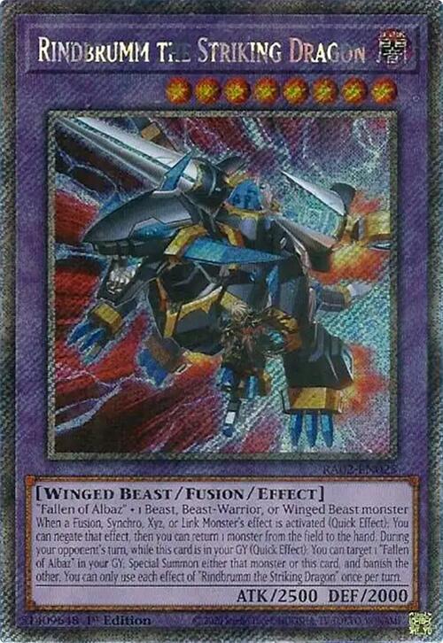 Rindbrumm the Striking Dragon (Platinum Secret Rare) RA02-EN025 card from 25th Anniversary Rarity Collection II