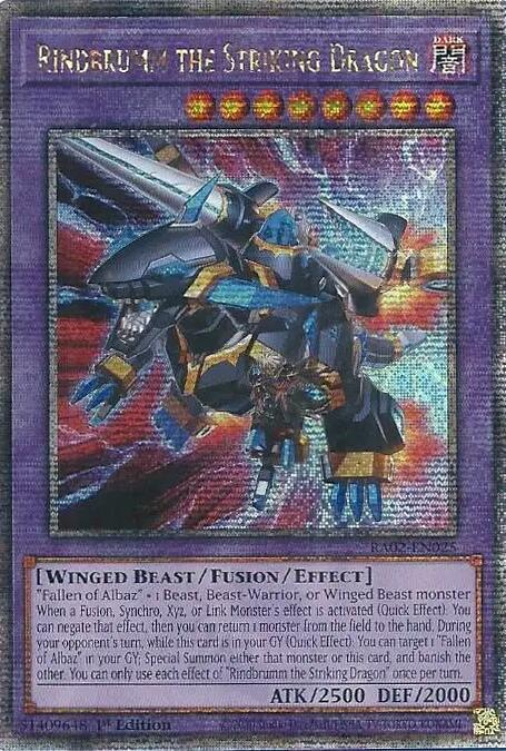 Rindbrumm the Striking Dragon (Quarter Century Secret Rare) RA02-EN025 card from 25th Anniversary Rarity Collection II