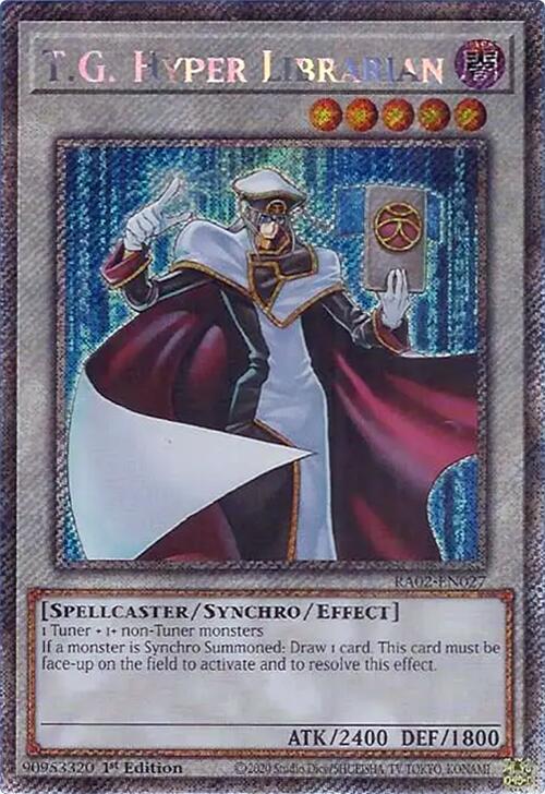 T.G. Hyper Librarian (Platinum Secret Rare) RA02-EN027 card from 25th Anniversary Rarity Collection II