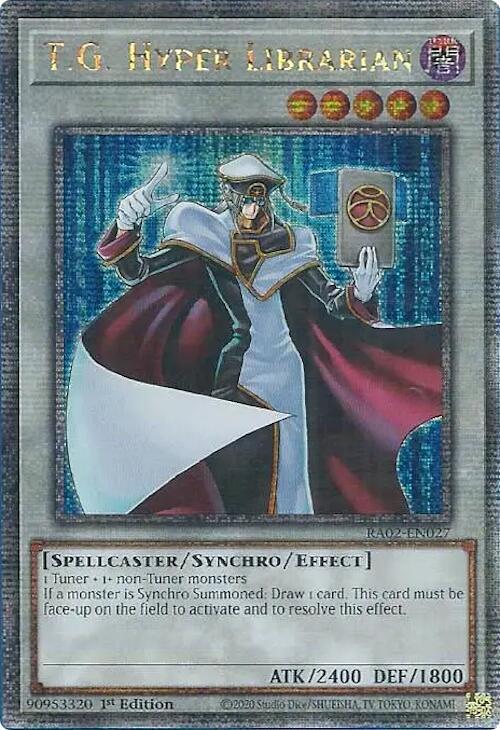 T.G. Hyper Librarian (Quarter Century Secret Rare) RA02-EN027 card from 25th Anniversary Rarity Collection II