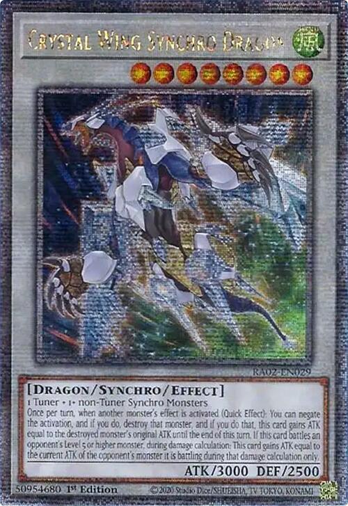 Crystal Wing Synchro Dragon (Platinum Secret Rare) RA02-EN029 card from 25th Anniversary Rarity Collection II