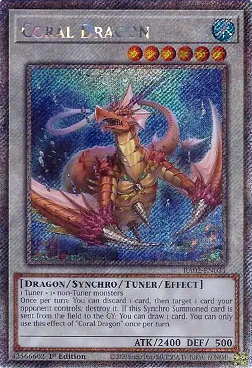Coral Dragon (Platinum Secret Rare) RA02-EN031 card from 25th Anniversary Rarity Collection II