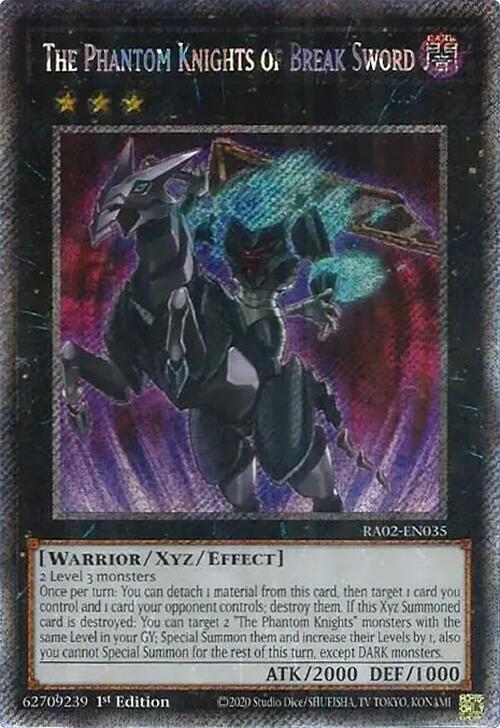 The Phantom Knights of Break Sword (Platinum Secret Rare) RA02-EN035 card from 25th Anniversary Rarity Collection II