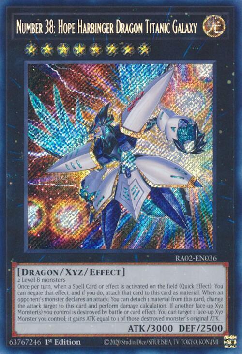 Number 38: Hope Harbinger Dragon Titanic Galaxy (Secret Rare) RA02-EN036 card from 25th Anniversary Rarity Collection II