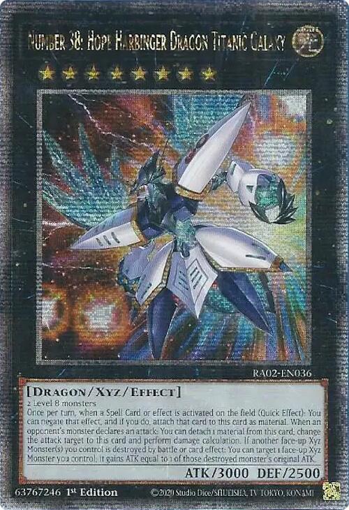 Number 38: Hope Harbinger Dragon Titanic Galaxy (Quarter Century Secret Rare) RA02-EN036 card from 25th Anniversary Rarity Collection II