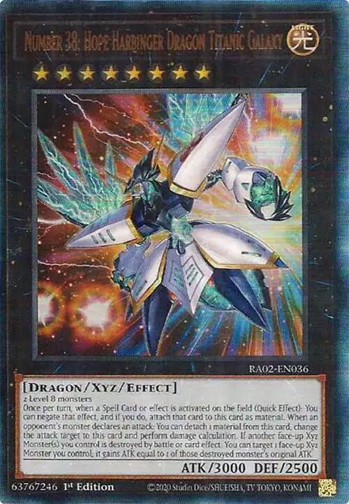 Number 38: Hope Harbinger Dragon Titanic Galaxy (PUR) RA02-EN036 card from 25th Anniversary Rarity Collection II