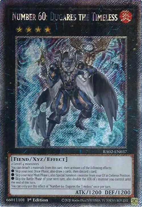 Number 60: Dugares the Timeless (Platinum Secret Rare) RA02-EN037 card from 25th Anniversary Rarity Collection II