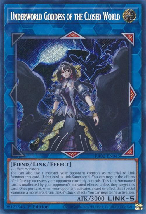 Underworld Goddess of the Closed World (Secret Rare) RA02-EN045 card from 25th Anniversary Rarity Collection II