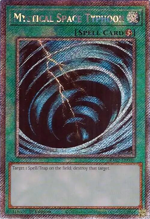 Mystical Space Typhoon (Platinum Secret Rare) RA02-EN048 card from 25th Anniversary Rarity Collection II
