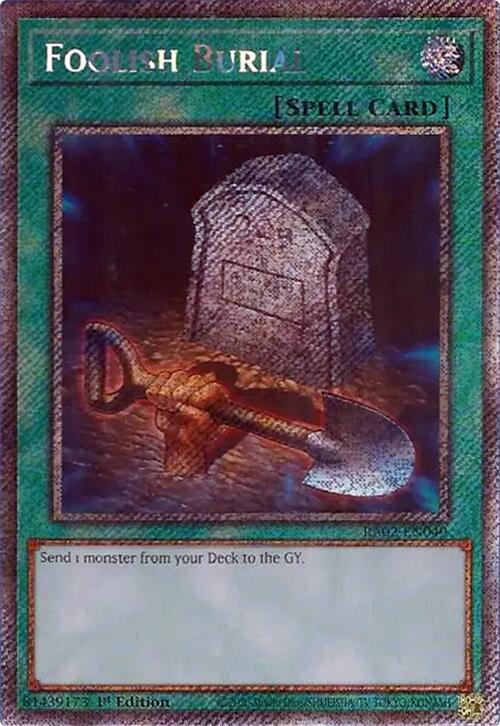 Foolish Burial (Platinum Secret Rare) RA02-EN049 card from 25th Anniversary Rarity Collection II