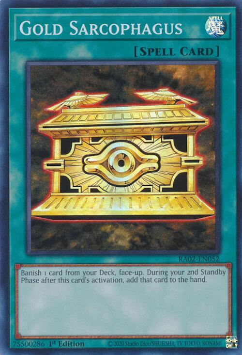 Gold Sarcophagus RA02-EN052 card from 25th Anniversary Rarity Collection II