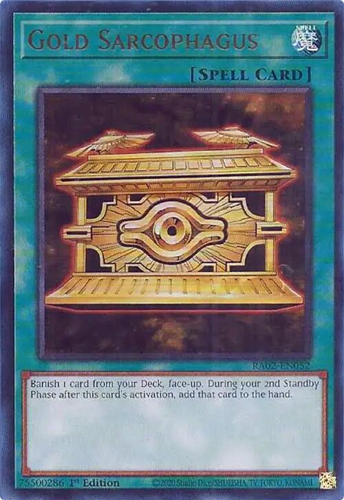 Gold Sarcophagus (UR) RA02-EN052 card from 25th Anniversary Rarity Collection II