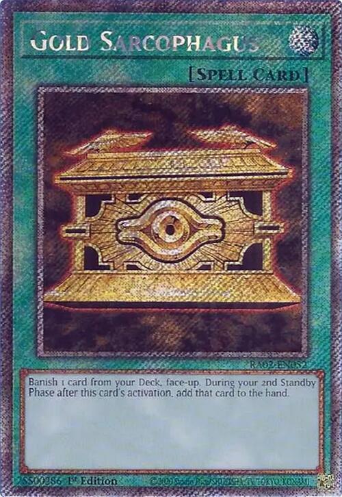 Gold Sarcophagus (Platinum Secret Rare) RA02-EN052 card from 25th Anniversary Rarity Collection II