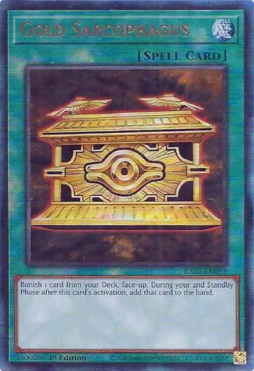 Gold Sarcophagus (PUR) RA02-EN052 card from 25th Anniversary Rarity Collection II