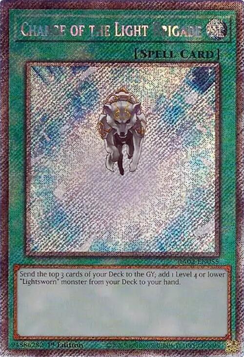 Charge of the Light Brigade (Platinum Secret Rare) RA02-EN055 card from 25th Anniversary Rarity Collection II