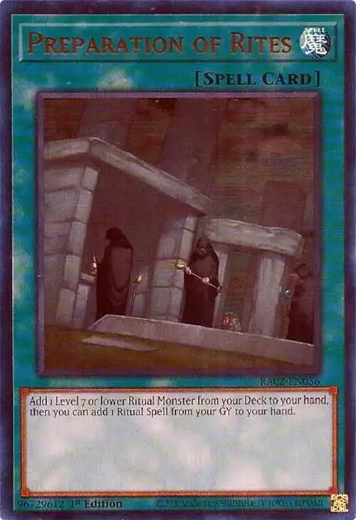 Preparation of Rites (UR) RA02-EN056 card from 25th Anniversary Rarity Collection II