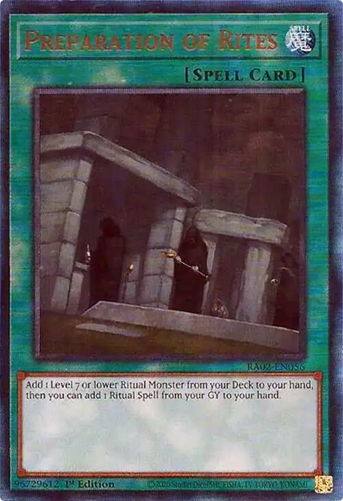 Preparation of Rites (PUR) RA02-EN056 card from 25th Anniversary Rarity Collection II