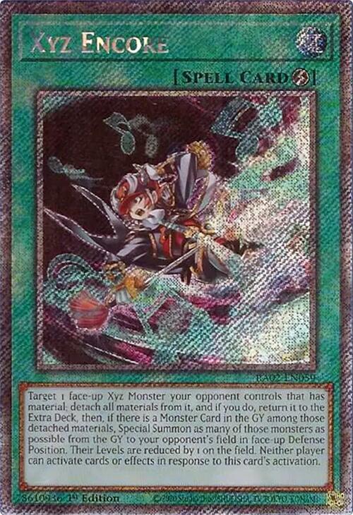 Xyz Encore (Platinum Secret Rare) RA02-EN059 card from 25th Anniversary Rarity Collection II
