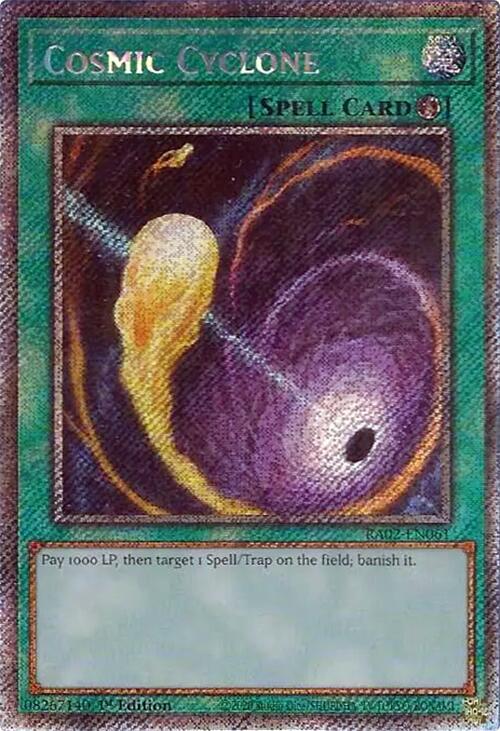 Cosmic Cyclone (Platinum Secret Rare) RA02-EN061 card from 25th Anniversary Rarity Collection II