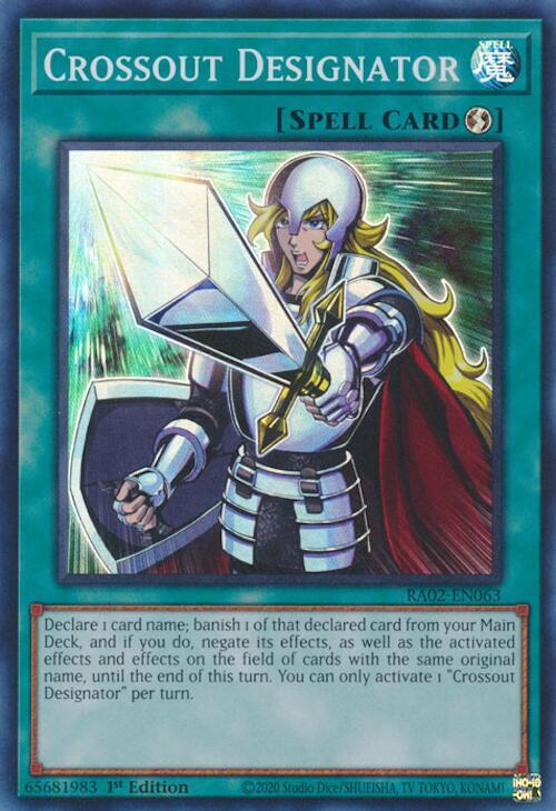 Crossout Designator RA02-EN063 card from 25th Anniversary Rarity Collection II