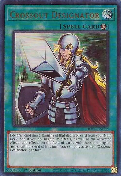 Crossout Designator (UR) RA02-EN063 card from 25th Anniversary Rarity Collection II