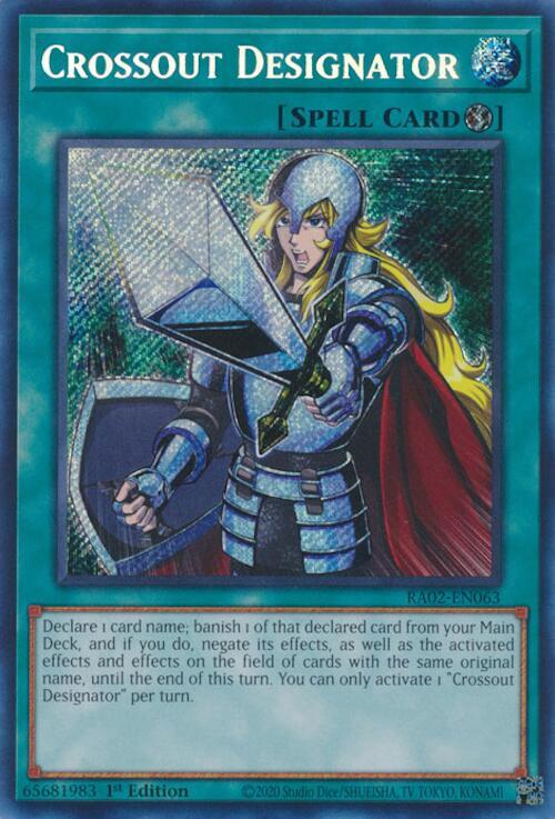 Crossout Designator (Secret Rare) RA02-EN063 card from 25th Anniversary Rarity Collection II