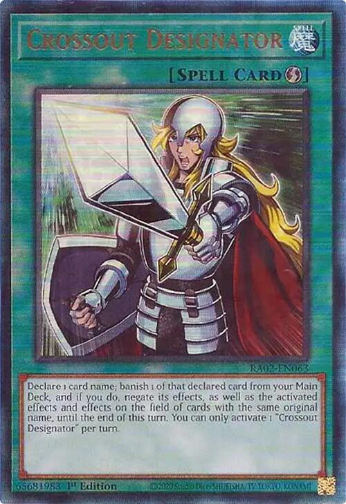 Crossout Designator (PUR) RA02-EN063 card from 25th Anniversary Rarity Collection II