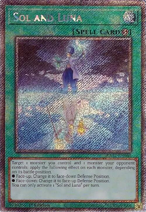 Sol and Luna (Platinum Secret Rare) RA02-EN068 card from 25th Anniversary Rarity Collection II
