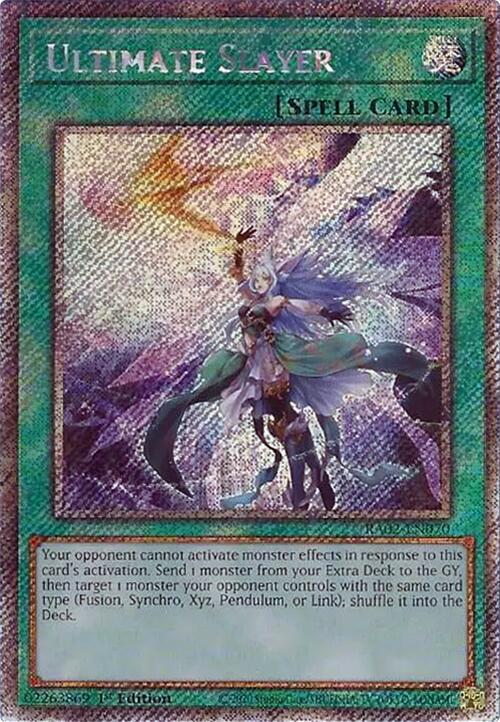 Ultimate Slayer (Platinum Secret Rare) RA02-EN070 card from 25th Anniversary Rarity Collection II